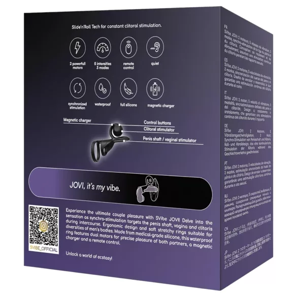 Snail Vibe Jovi - anel peniano com vibrador para casais - silicone preto