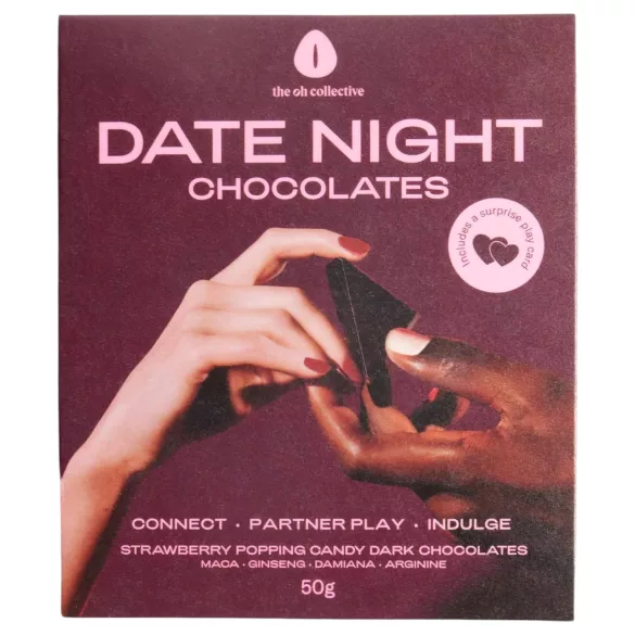 The Oh Collective Date Night - chocolate amargo com maçã e morango para casais (50 g)