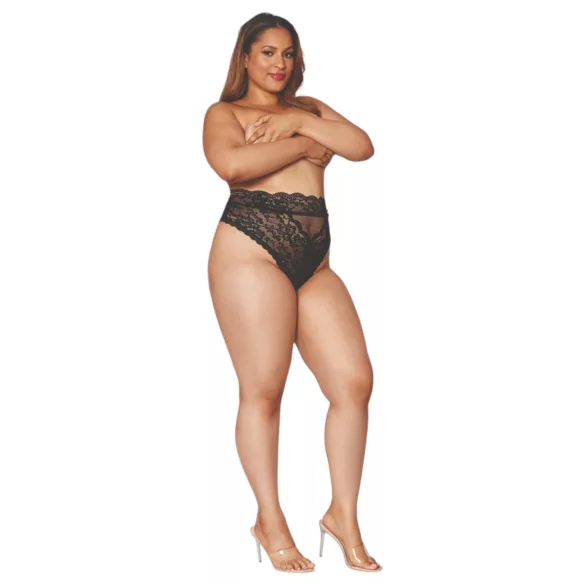Dreamgirls - calcinha cintura alta rendada - preta - 2XL