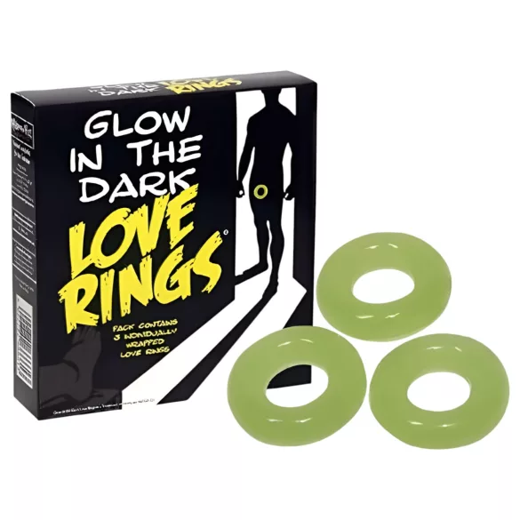 Love Rings - conjunto de anéis penianos que brilham no escuro (3 unid.)