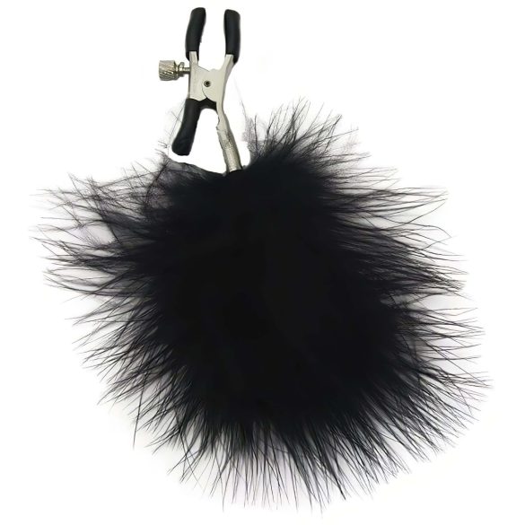 S&M - Presilhas de mamilos com penas (preto)