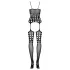 Obsessive G310 - conjunto lingerie arrastão com poás - preto (S-L)