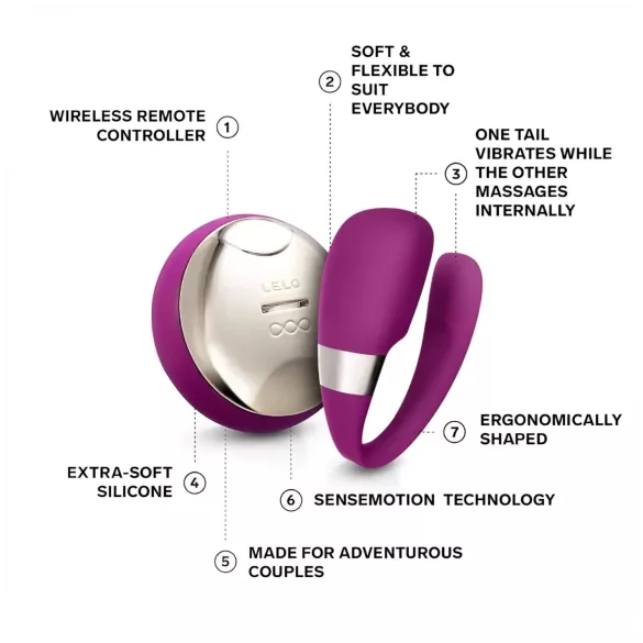 LELO Tiani 3 - vibrador casal - controle remoto - silicone roxo
