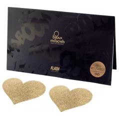   Bijoux Indiscrets Flash - adesivos para mamilos em formato de coração brilhante (dourado)