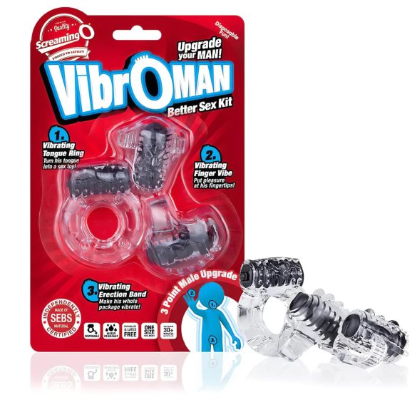Conjunto Vibroman Vibrador - Anel Peniano (preto)
