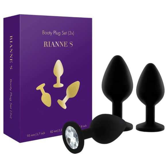 Rianne - Conjunto de 3 Plugs Anais de Silicone (Preto)