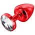 DIOGOL Anni - plug anal com pedra branca - vermelho (3cm)