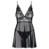 Obsessive Idillia - camisola e tanga rendados leves (preto)