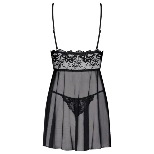 Obsessive Idillia - camisola curta rendada e tanga (preta)