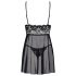 Obsessive Idillia - camisola e tanga rendados leves (preto) - L/XL