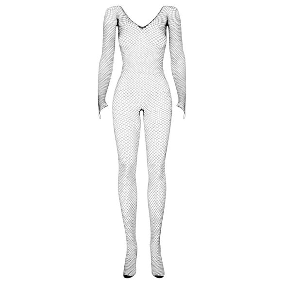 Obsessive N109 - macacão rendado de manga longa aberto - preto (S-L)