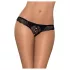 Obsessive - tanga feminina aberta - renda preta com strass