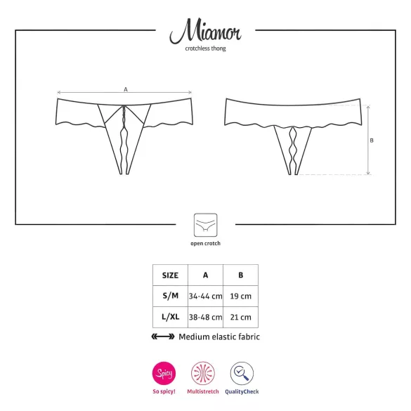 Obsessive - tanga feminina aberta - renda preta com strass