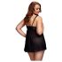 BACI Plus Size - Babydoll aberto com poás - preto (XL-XXL)
