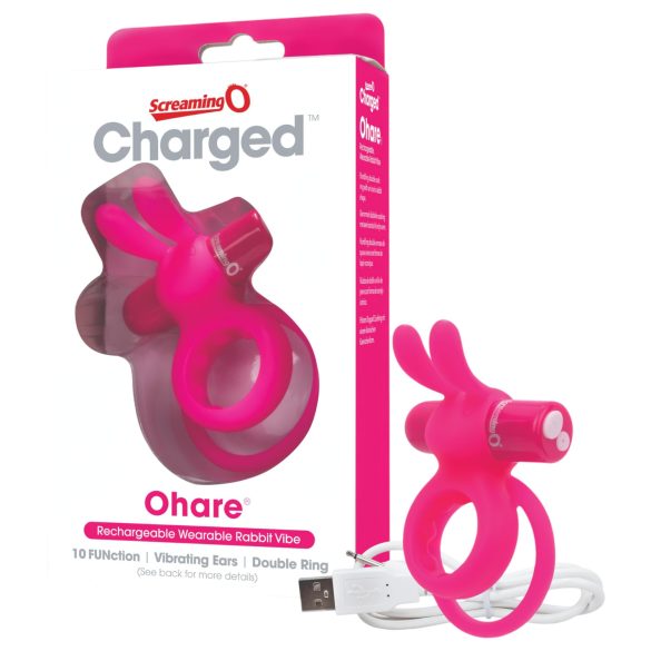 Screaming O Ohare - Anel Peniano Vibratório com Orelhas, Recarregável (Rosa)
