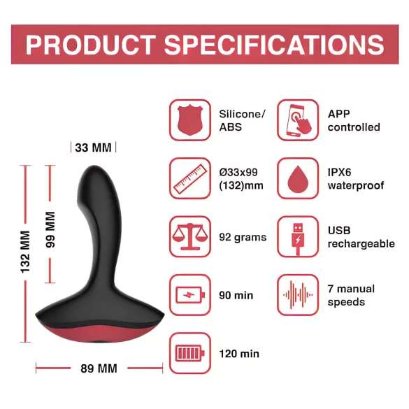 Magic Motion Solstice - Vibrador de próstata controlado por app, para homens (preto)