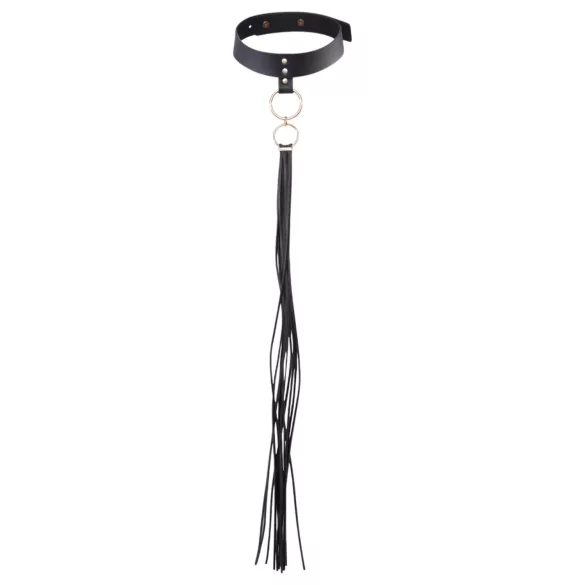 Bijoux Indiscrets - chicote com coleira - couro sintético preto