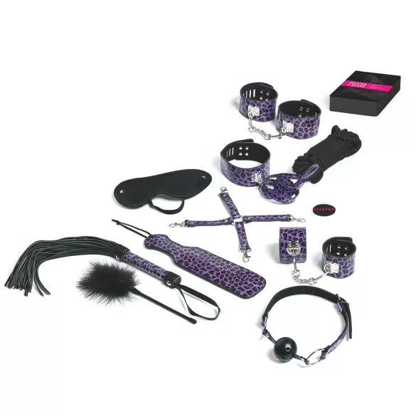Master & Slave - kit bondage - conjunto cordas e algemas - roxo e preto