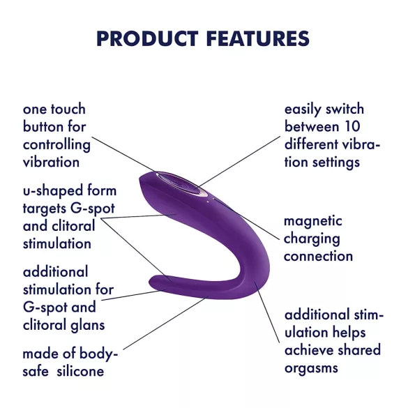 Satisfyer Double Classic - vibrador duplo à prova d'água com bateria (roxo)
