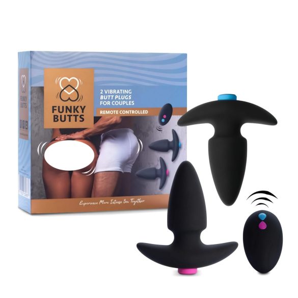 FEELZTOYS Funkybutts - Conjunto de vibrador anal recarregável sem fio (preto)