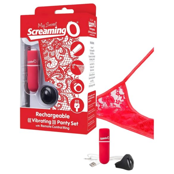 Conjunto Panty Vibrante Screaming O - Vermelho (S-L)