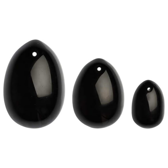 La Gemmes Yoni - conjunto de bolas de geisha - obsidiana negra (3 peças)