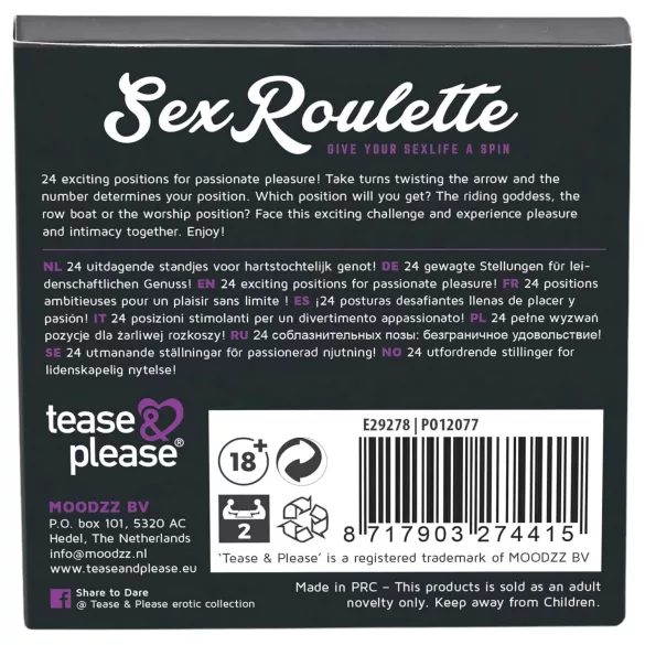 Roleta Sexual Kama Sutra - jogo de sexo (em 10 idiomas)