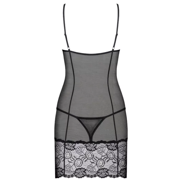 Obsessive - camisola rendada com tanga - preto