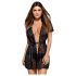 Obsessive Alluria - robe rendado e tanga (preto) - L/XL