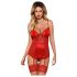 Obsessive Lovica - Top rendado com cinta-liga e fio dental (vermelho)