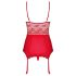Obsessive Lovica - Top rendado com cinta-liga e fio dental (vermelho)