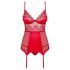 Obsessive Lovica - Top rendado com cinta-liga e fio dental (vermelho)
