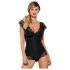Obsessive Moketta - body listrado com babado rendado (preto)
