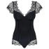 Obsessive Moketta - body listrado com babado rendado (preto)