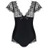 Obsessive Moketta - body listrado com babado rendado (preto) - L/XL