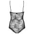 Obsessive Slevika - Body de renda aberto com laço frontal (preto)