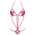 Obsessive Luiza - body vermelho com alças e padrão de tulipas (S/M)