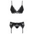 Conjunto de Lingerie Rendado Obsessive 810-SEG-1 (Preto)