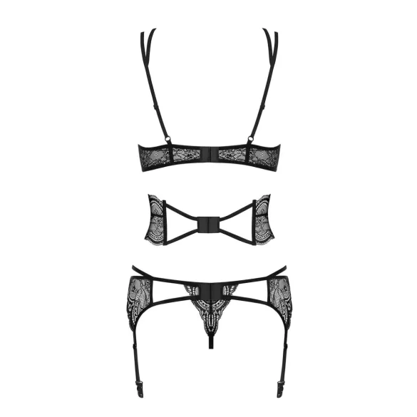 Obsessive Frivolla - conjunto picante de renda (preto) - L/XL
