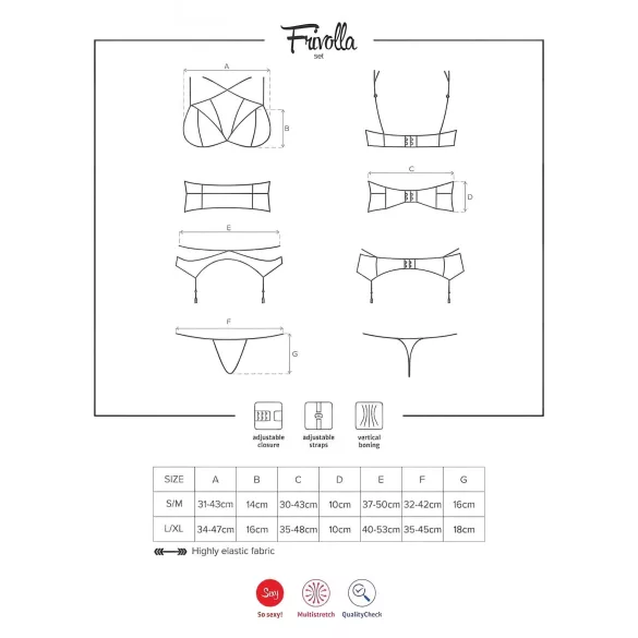 Obsessive Frivolla - conjunto picante de renda (preto) - L/XL