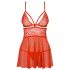 Obsessive 838-BAB-3 - Baby Doll Picante de Renda com Tanga (Vermelho)