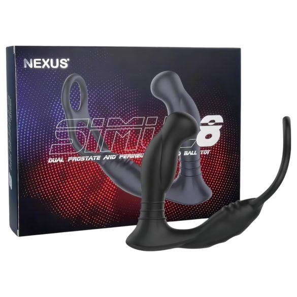 Nexus Simul8 - anel peniano vibratório com plugue anal (preto)