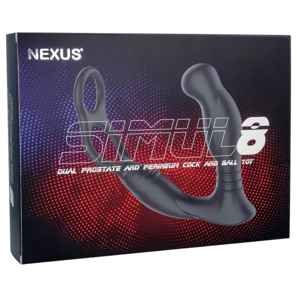 Nexus Simul8 - anel peniano vibratório com plug anal - silicone preto