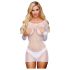 Lapdance Center Stage - Mini Vestido de Renda com Manga Longa (Branco) - S-L