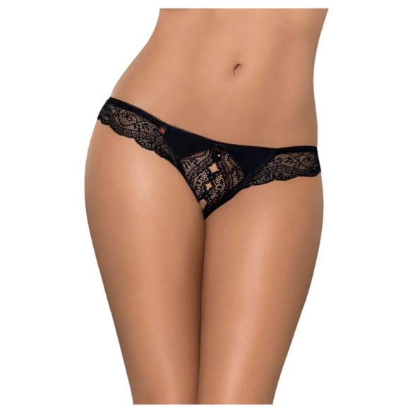 Obsessive Miamor - Calcinha Aberta de Renda com Pedrarias (Preta) - XXL