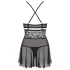 Obsessive - Babydoll transparente rendado - conjunto - preto
