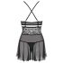 Obsessive 838-BAB-1 - Conjunto de Babydoll Transparente Rendado (Preto) - L/XL