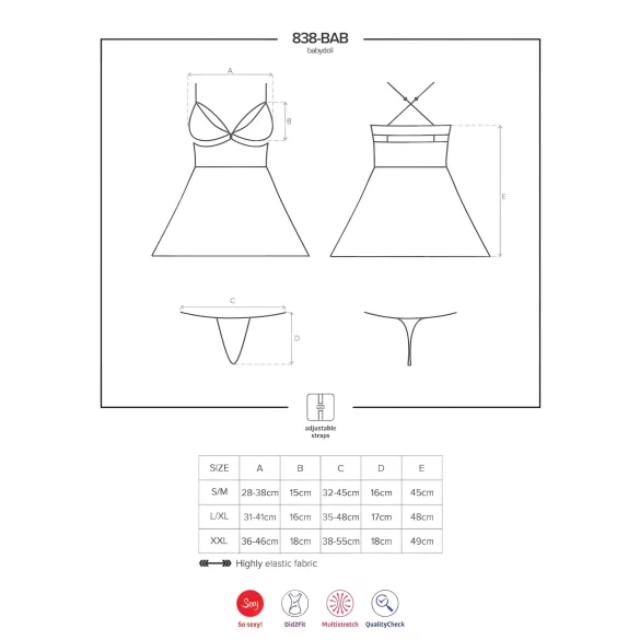 Obsessive - Babydoll transparente rendado - conjunto - preto - 2XL/3XL