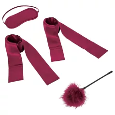   S&M - kit bondage iniciante cetim vermelho - conjunto 4 peças