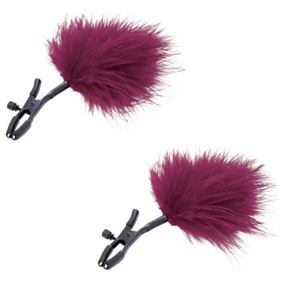 S&M - Grampos de Mamilo com Plumas (Vermelho)